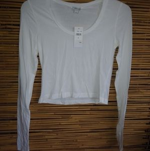 Chelsea Sky White Long Sleeve Crop Top XL Plus